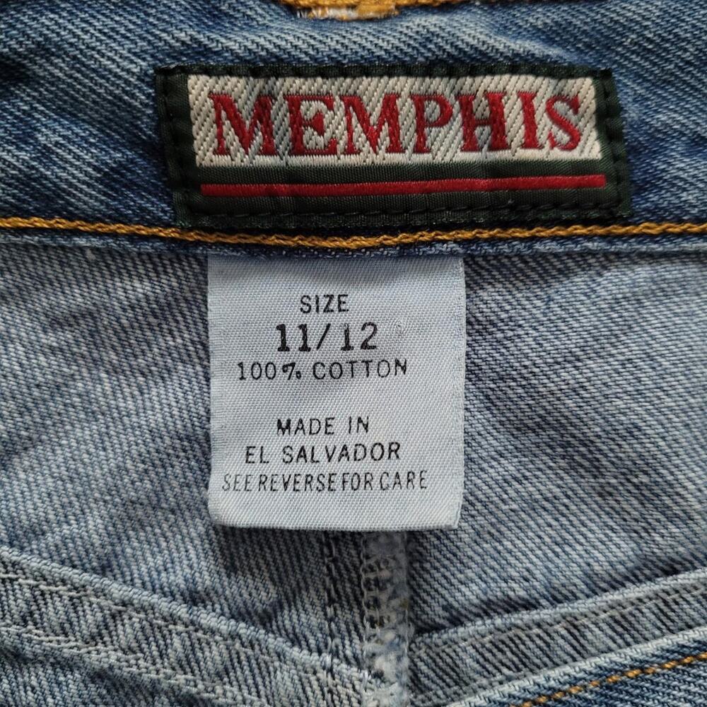 Vintage Memphis Denim Skirt Painted Floral Back Pocket size 11/12 - Picture 4 of 4